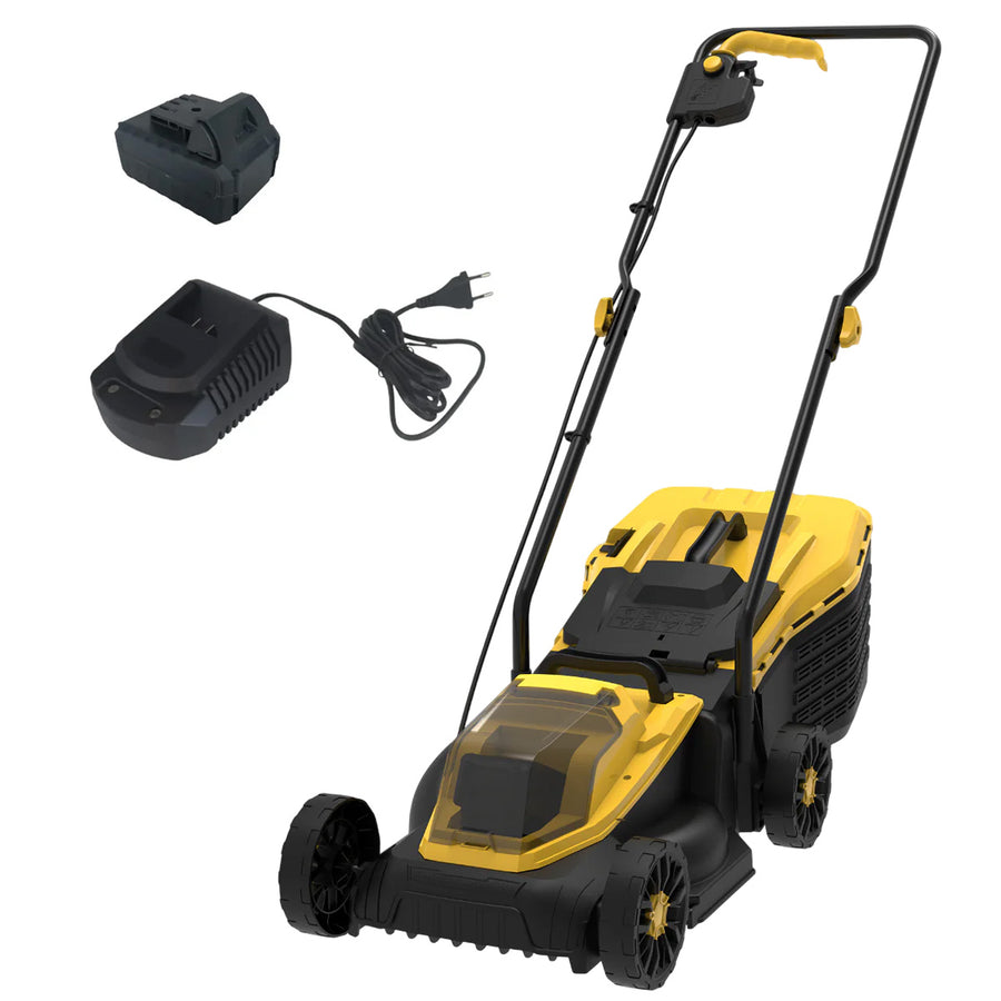 Akkuruohonleikkuri 32 cm + akku 4ah ja laturi– 20V, harjaton moottori, 30 l keruusäiliö