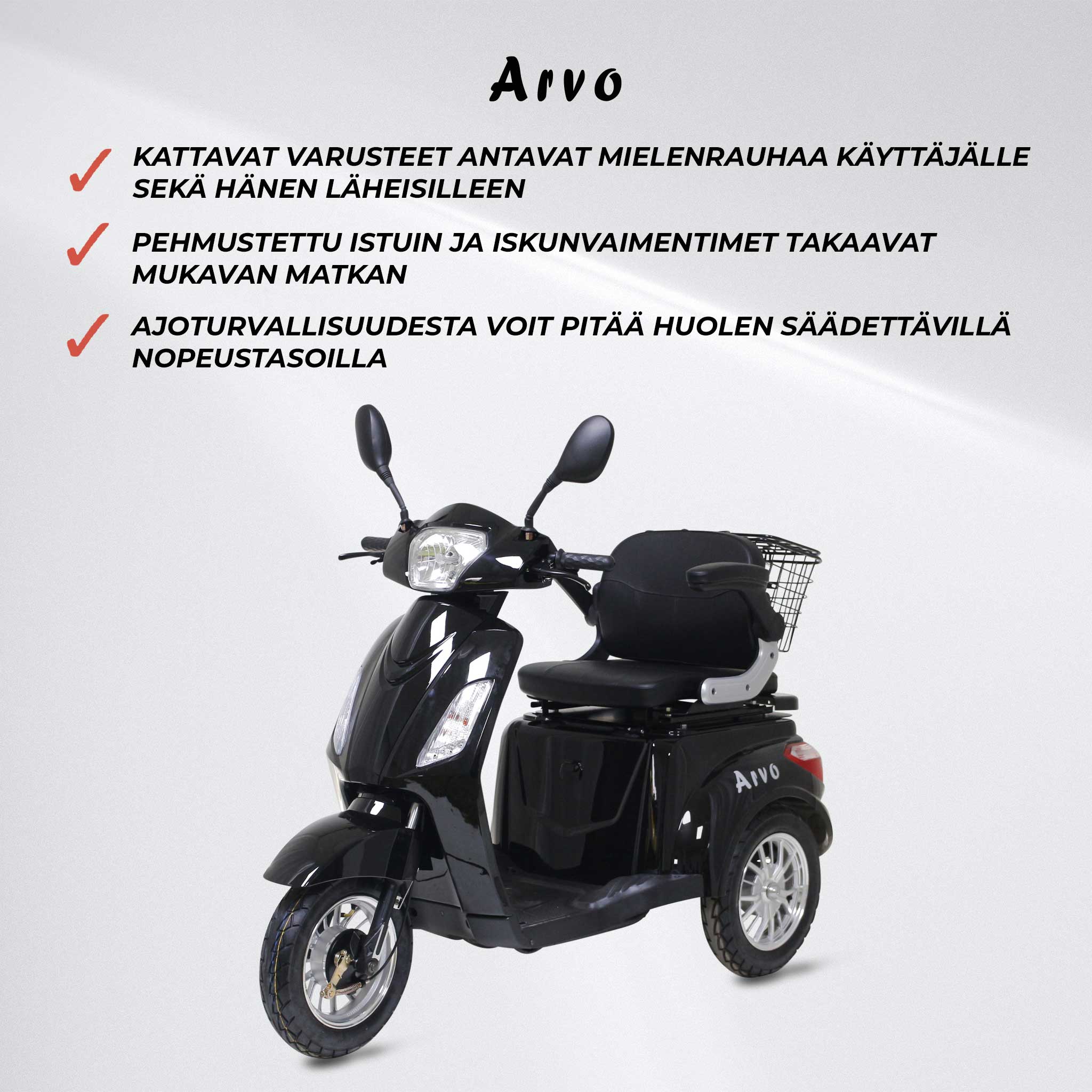 Arvo Senioriskootteri P300 Musta