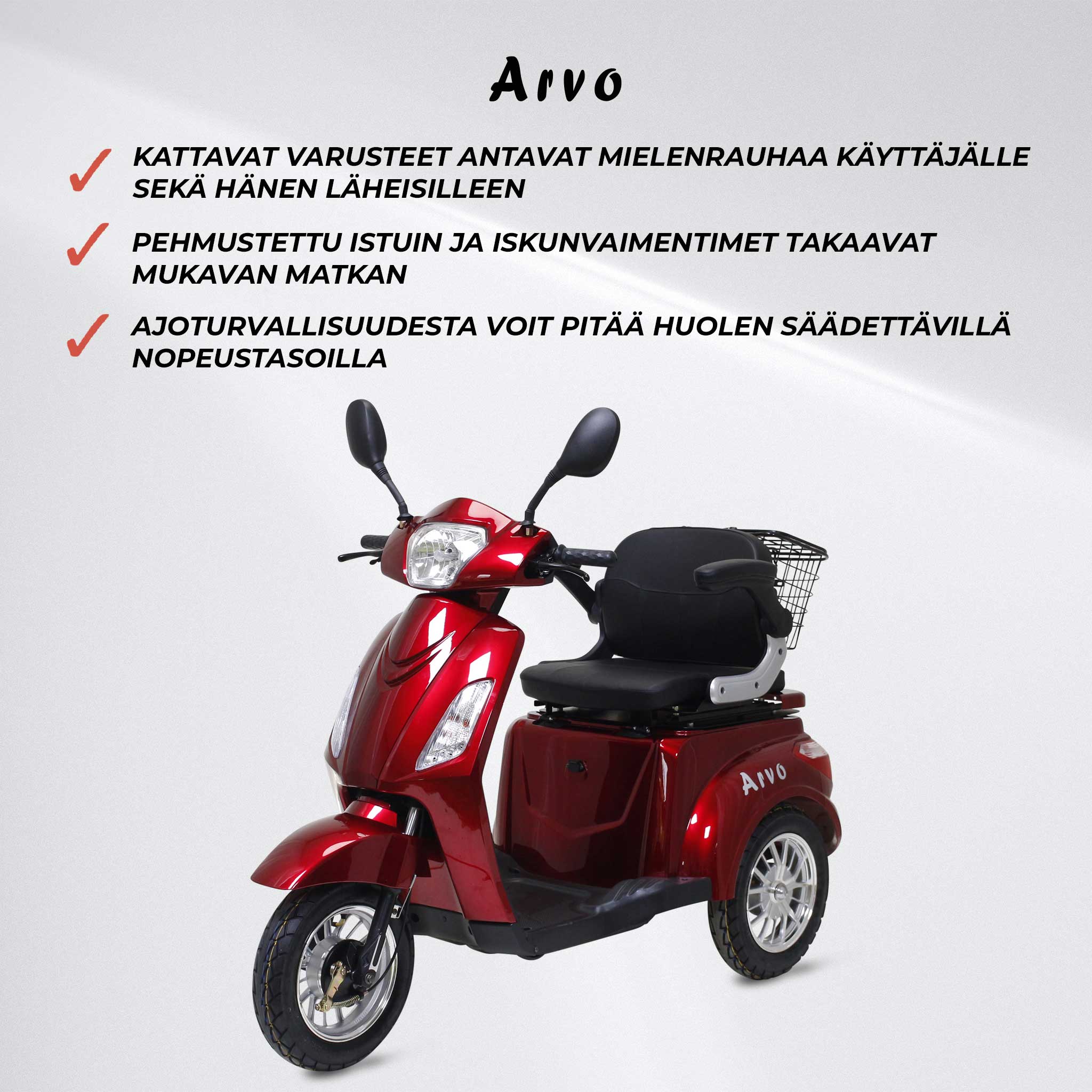 Arvo Senioriskootteri P300 Punainen