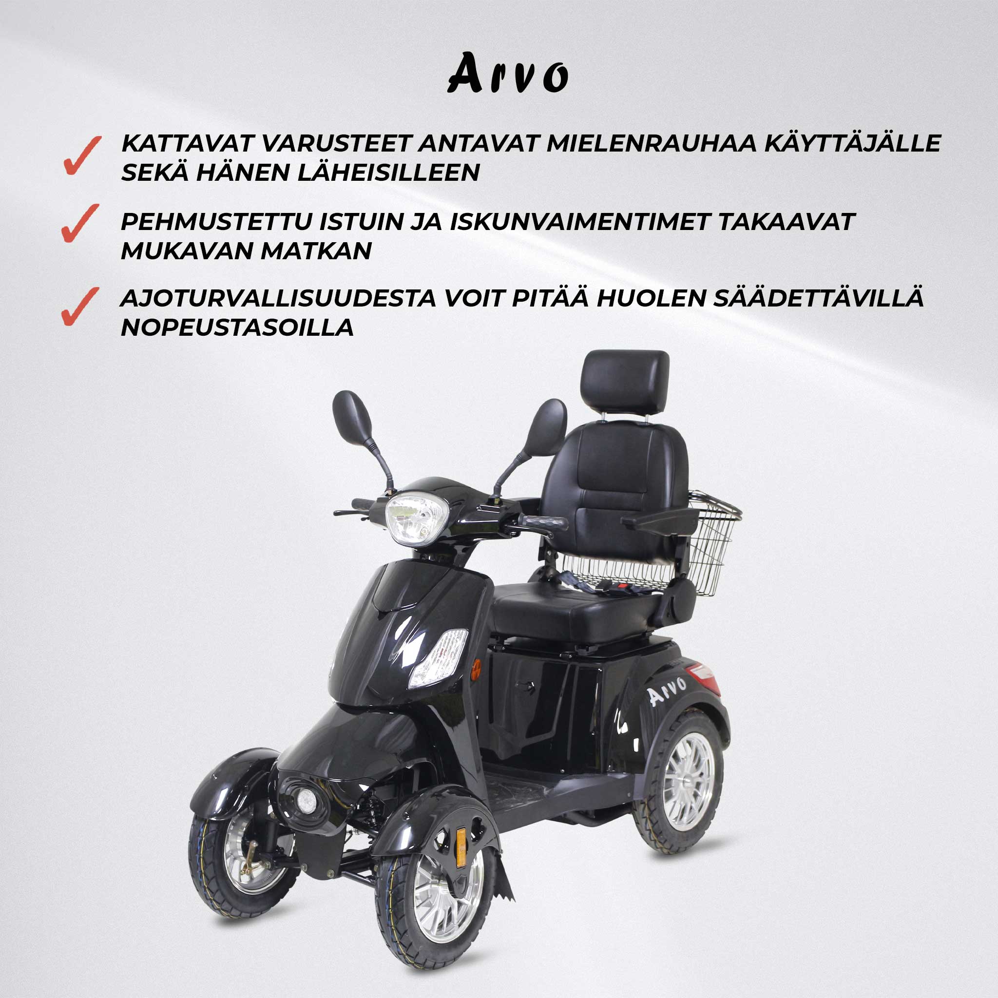Arvo Senioriskootteri P400 Musta