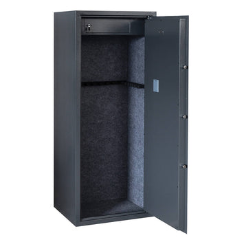 Asekaappi 20 aseelle 1450 × 600 × 500 mm – EN 14450 S1, digilukko, harmaa