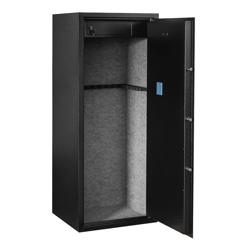 Asekaappi 20 aseelle 1450 × 600 × 500 mm – EN 14450 S1, digilukko, musta