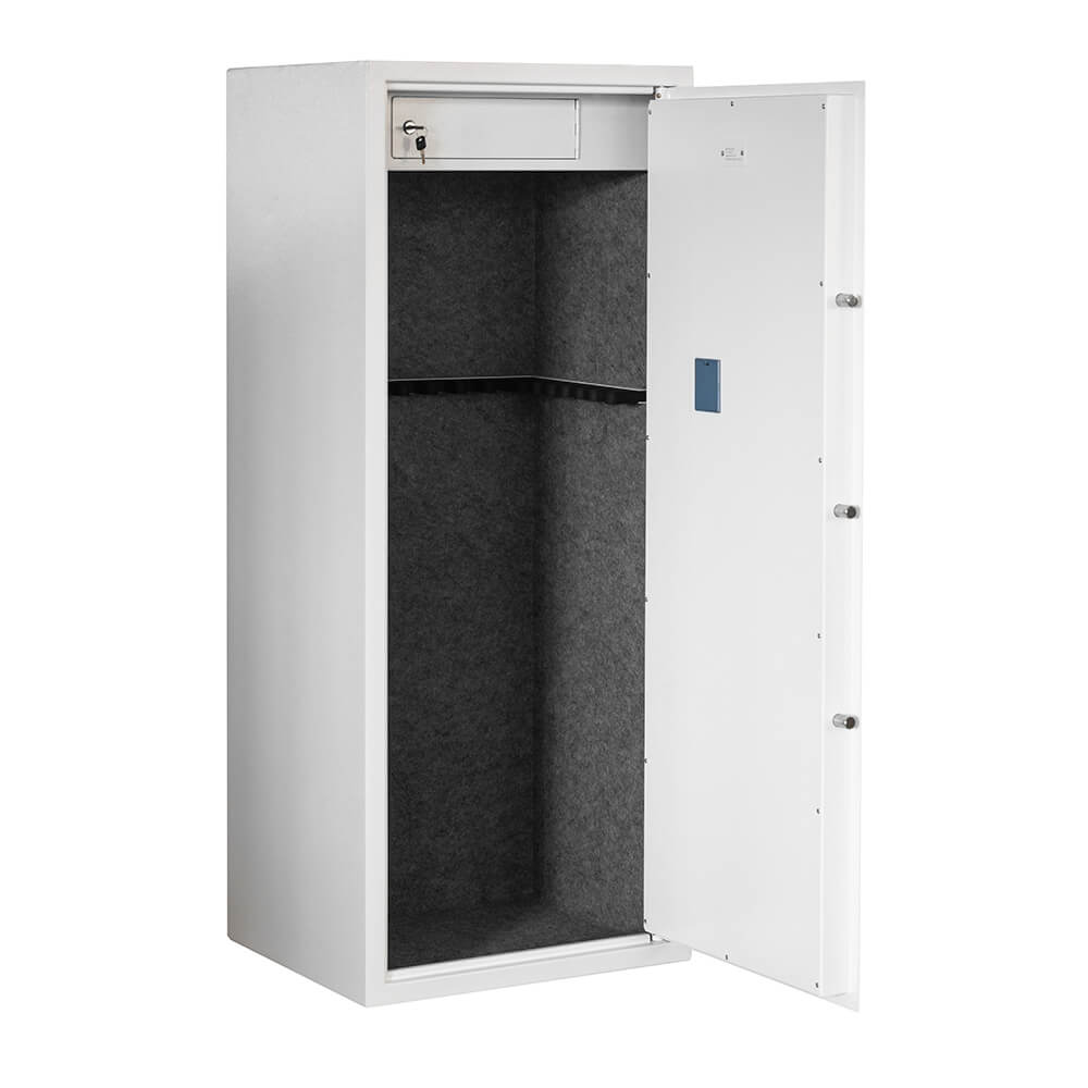 Asekaappi 20 aseelle 1450 × 600 × 500 mm – EN 14450 S1, digilukko, valkoinen