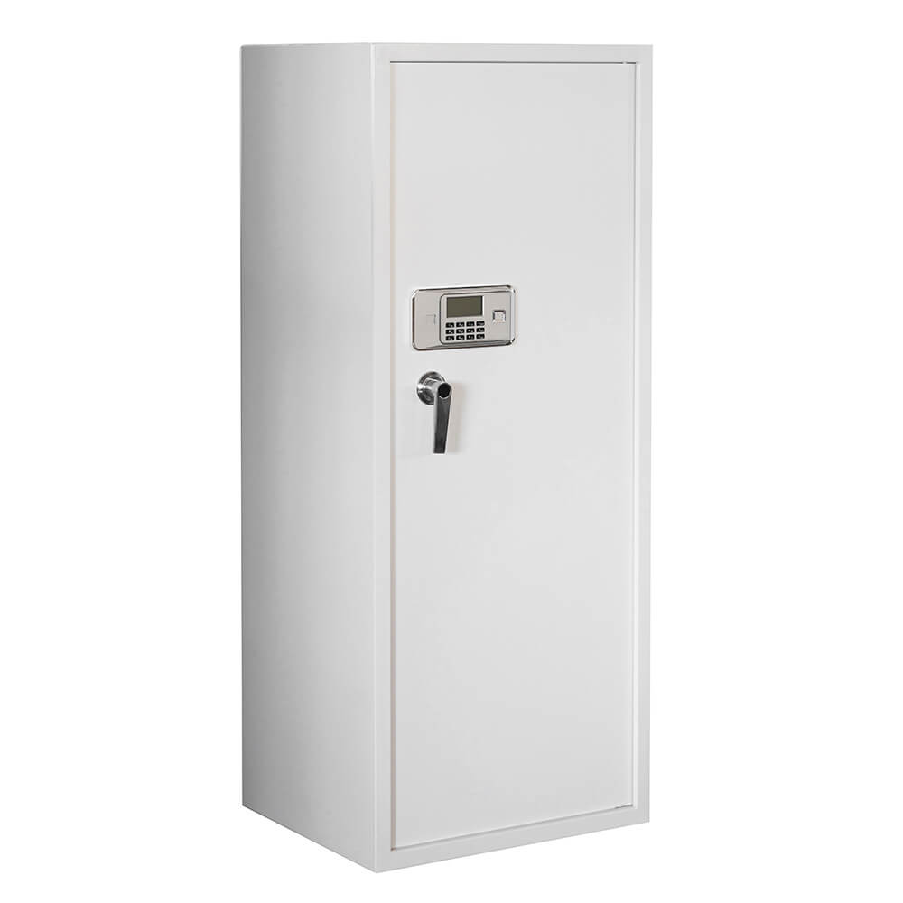 Asekaappi 20 aseelle 1450 × 600 × 500 mm – EN 14450 S1, digilukko, valkoinen