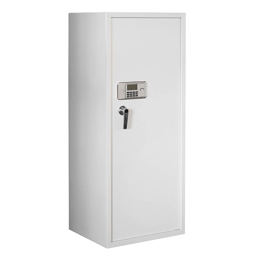 Asekaappi 20 aseelle 1450 × 600 × 500 mm – EN 14450 S1, digilukko, valkoinen
