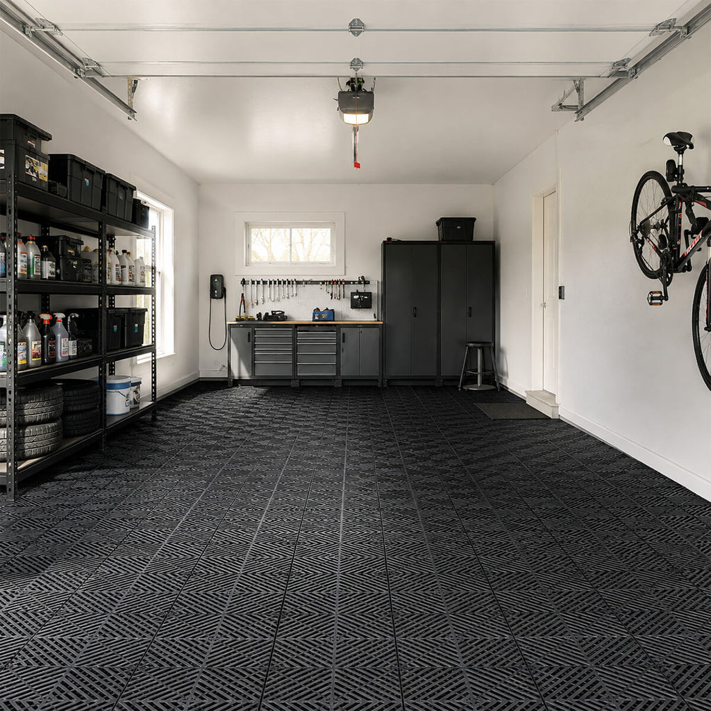 Autotallin lattialaatta 2 m², 12 kpl, 410 × 410 × 18 mm, valkoinen