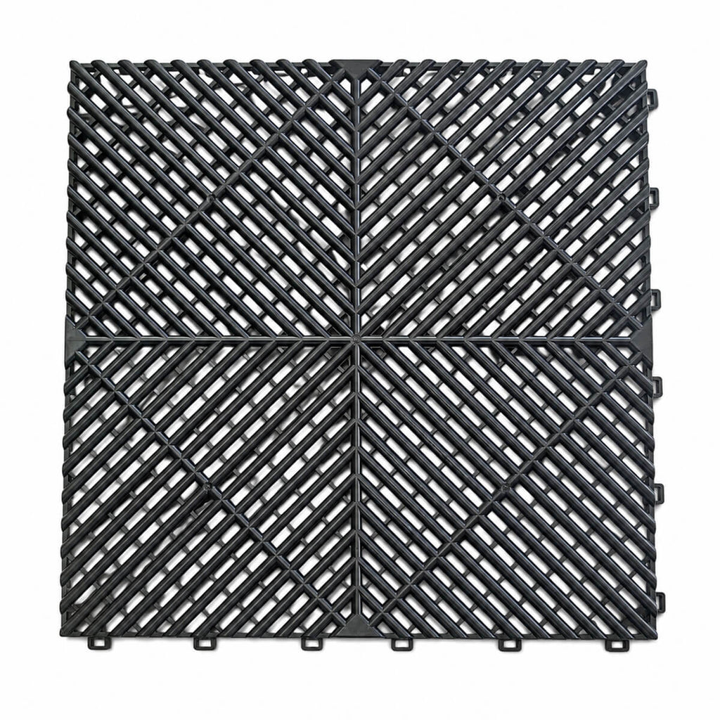 Autotallin lattialaatta 2 m², 12 kpl, 410 × 410 × 18 mm, musta