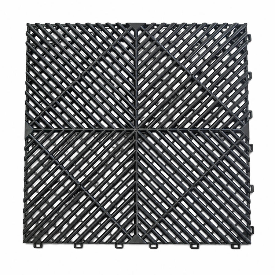 Autotallin lattialaatta 2 m², 12 kpl, 410 × 410 × 18 mm, musta