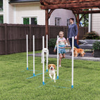Koiran agility-pujottelukepit 6 kpl, suora tai porrastettu, kantolaukku, 305 cm