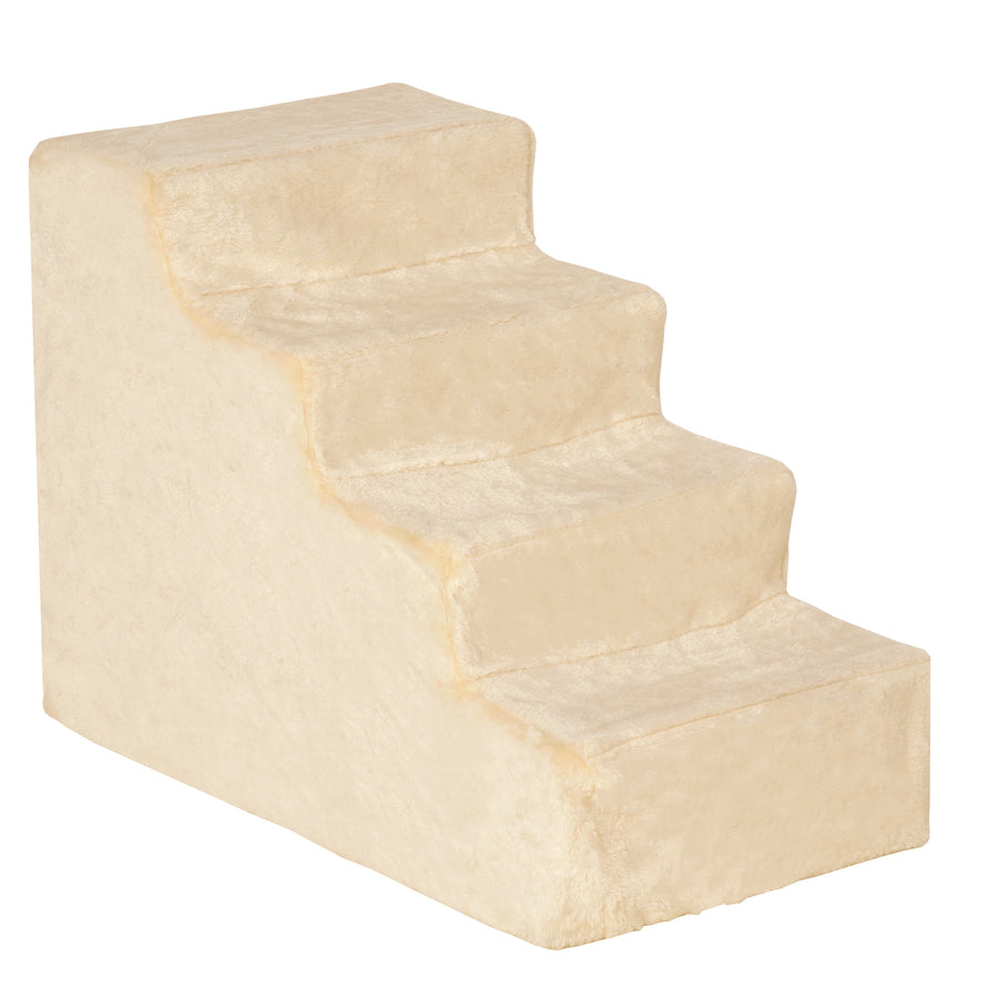 Lemmikin portaat 4 askelmaa, pestävä pluchepäällinen, 5 kg asti, korkeus 44 cm, beige