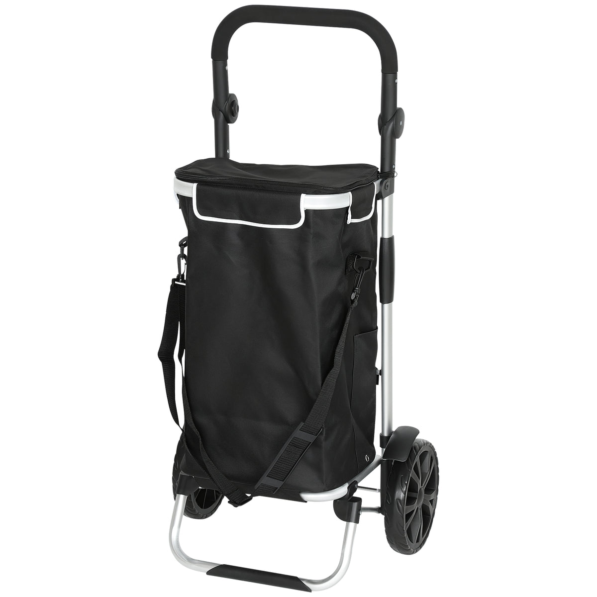 Ostoskärry 3-in-1 kylmälokerolla, 40 l irrotettava kassi, kokoontaitettava, 25 kg, musta