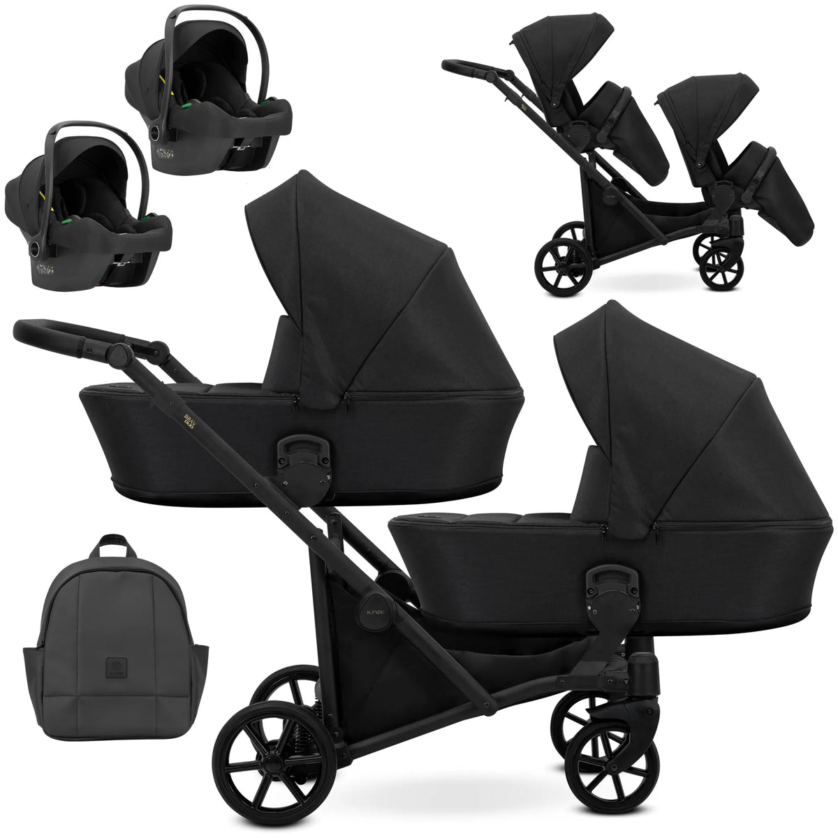 Kunert Brav Duo 3-in-1 sisarusvaunut kahdella Cosmo-turvakaukalolla, useita värejä
