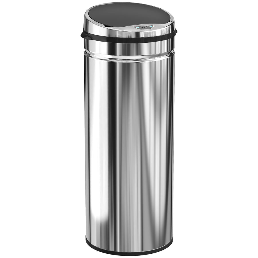 Sensoriroskakori 50 l, pyöreä, ruostumaton teräs, kosketukseton avaus, hopea