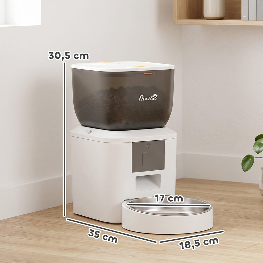 Ruokinta-automaatti WLAN 4 l, sovellusohjaus, 1–10 ateriaa, äänikutsu, valkoinen
