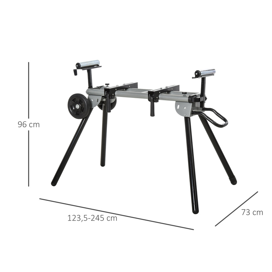 Jiirisahan jalusta rullatuilla, jatkettava 123,5–245 cm, kokoontaitettava, kantavuus 150 kg