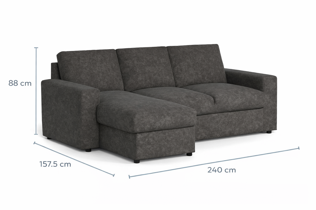 Conan bäddsoffa med divan mörkgrå