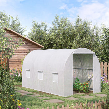 Tunnelikasvihuone sinkityllä rungolla, 3,5 x 2 x 2 m, valkoinen