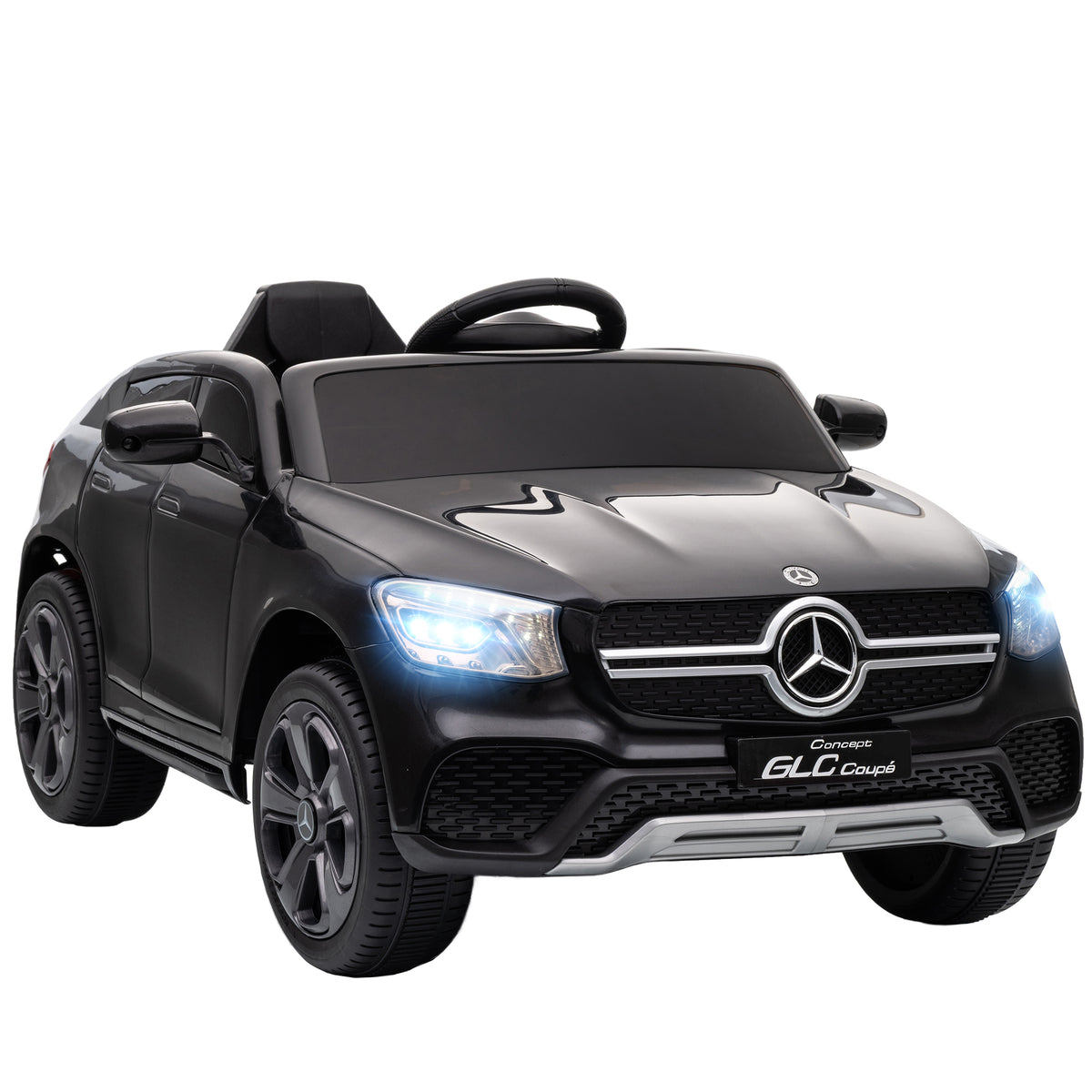 Lasten sähköauto Mercedes-Benz GLC Coupé 12V, kaukosäädin, LED ja musiikki, 3–6 v, musta