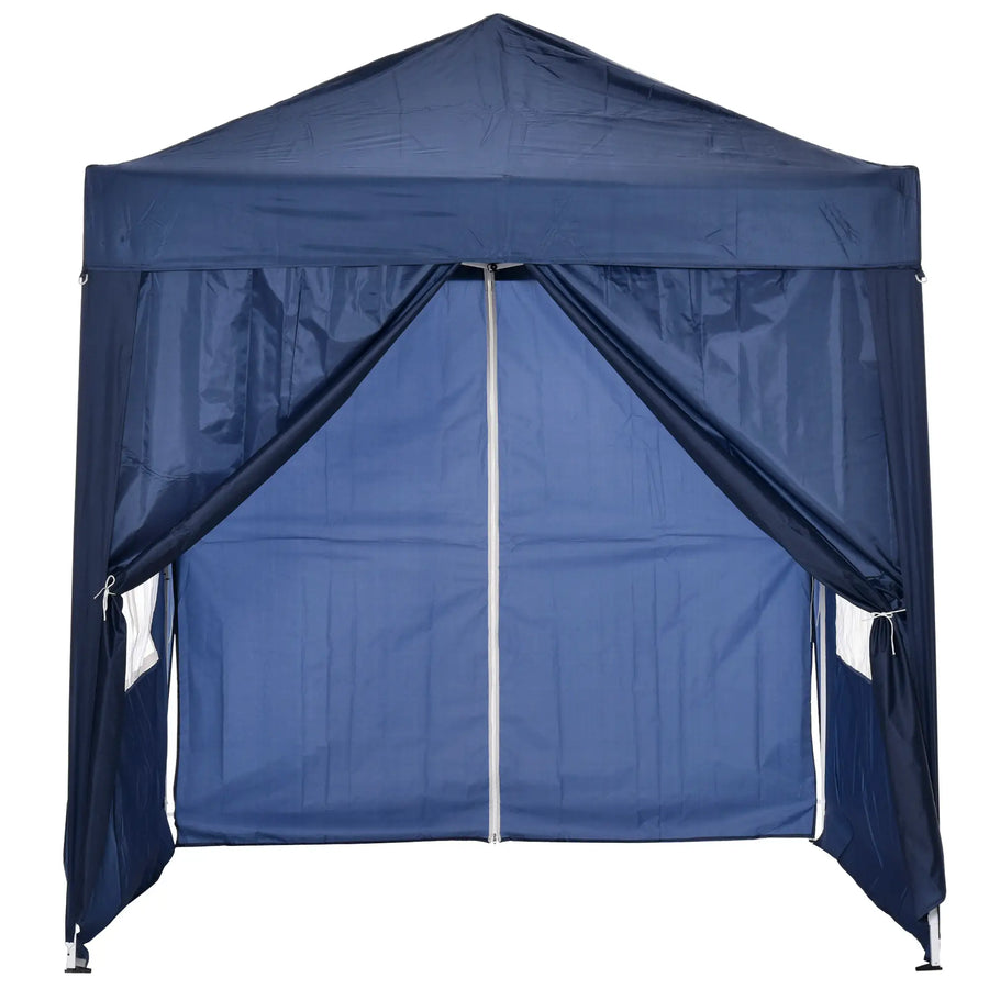 Pop up -paviljonki 2 x 2 m, 4 irrotettavaa sivuseinää ja kantolaukku, sininen
