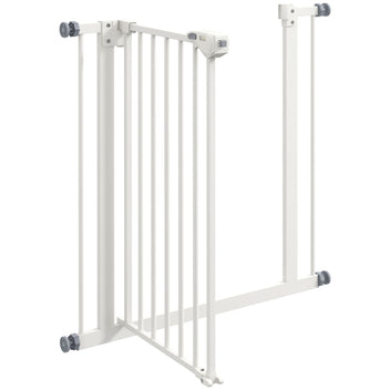 Koiraportti ilman porausta, automaattisesti sulkeutuva, leveys 74–80 cm, metalli, valkoinen