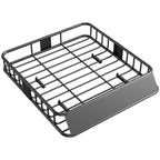 Kattoteline-kori autoon tuulenohjaimella 110,5 x 99,5 cm, teräs, kantavuus 90,7 kg, musta