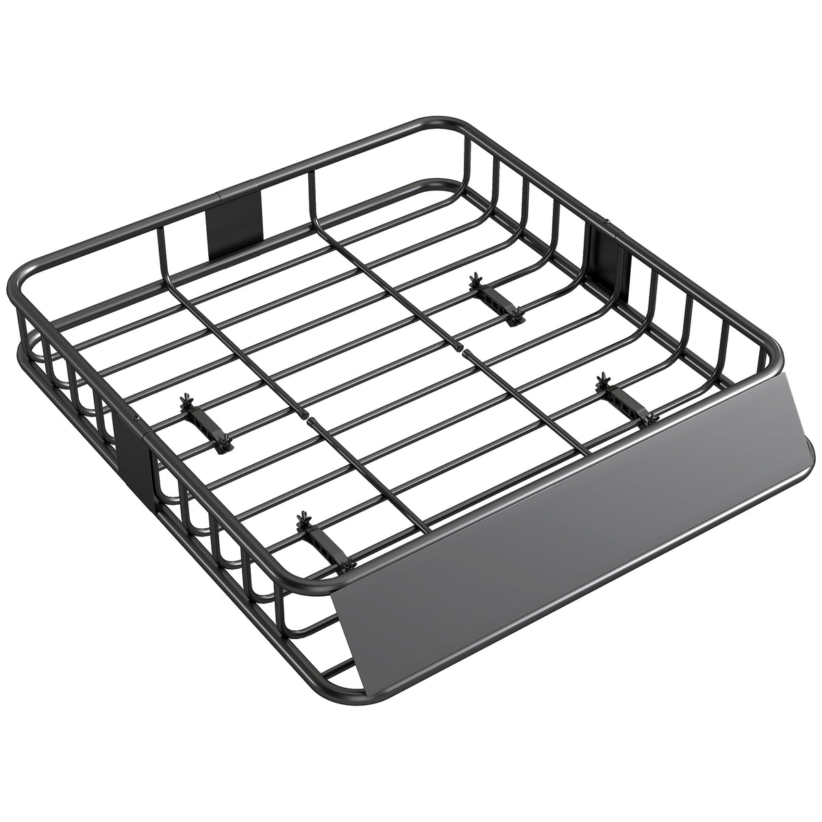 Kattoteline-kori autoon tuulenohjaimella 110,5 x 99,5 cm, teräs, kantavuus 90,7 kg, musta