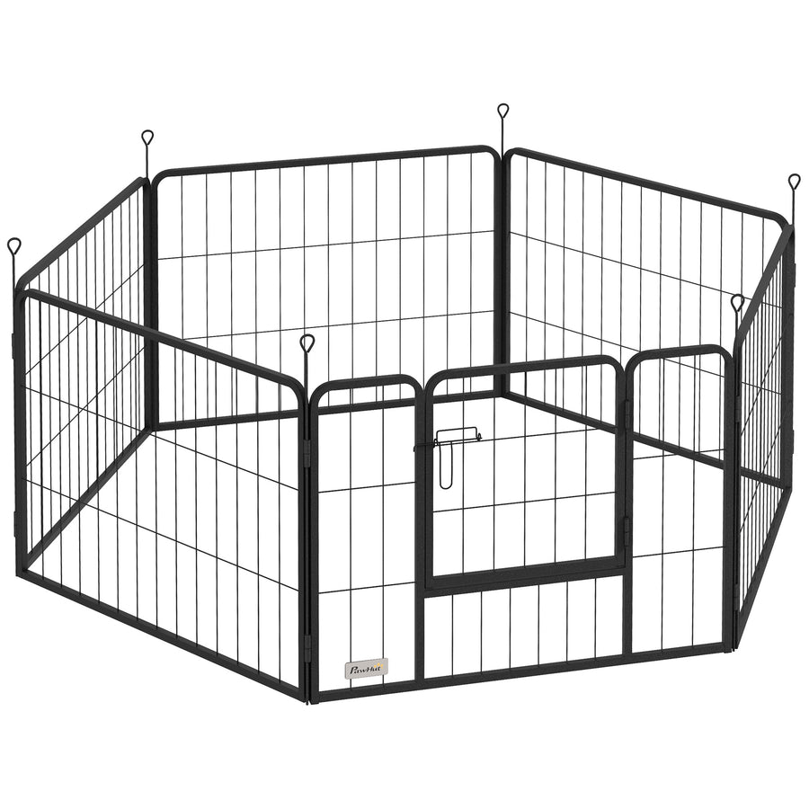 Koiran aitaus 6 paneelia ovella, taittuva, teräs, korkeus 60 cm, 160 x 80 cm