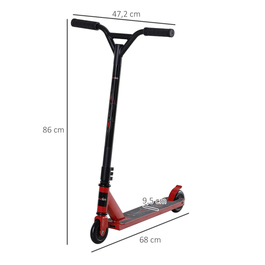 Temppupotkulauta alumiinia, 100 mm PU-pyörät, freestyle, 14 v+, punainen