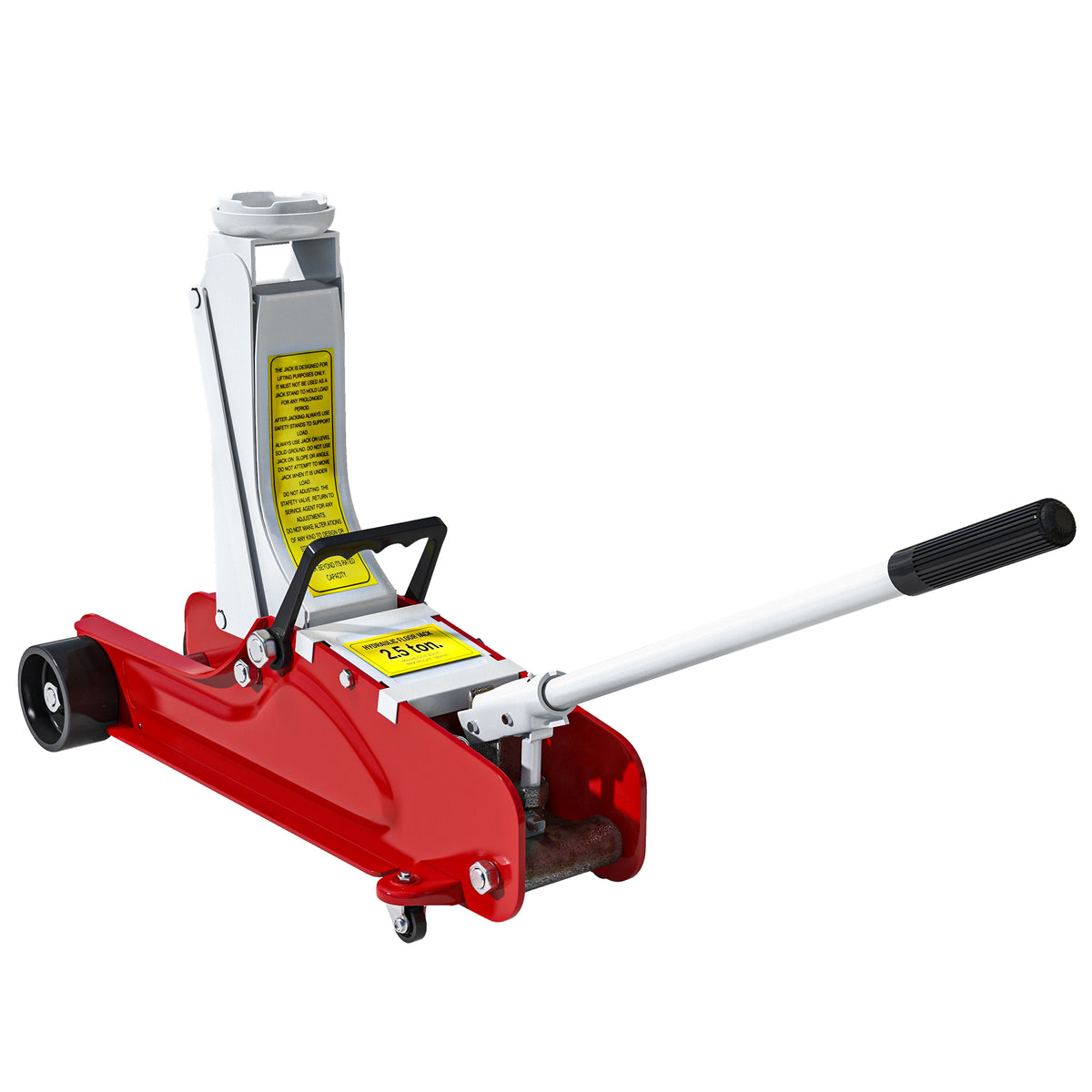 Hydraulinen siirrettävä tunkki 2,5 t, nostokorkeus 8–38 cm, ylikuormitussuoja, punainen
