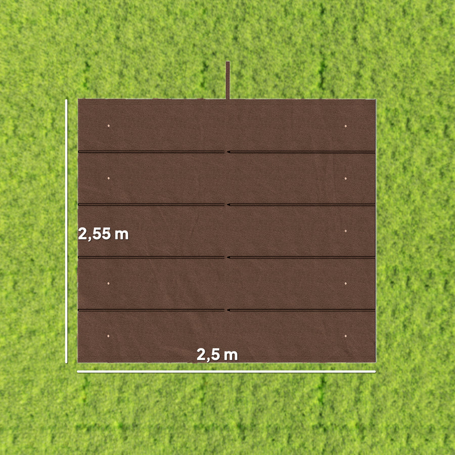 Varakangas 3 x 3 m pergolaan liukukatolla, 250 x 255 cm, kahvinruskea