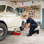 Hydraulinen siirrettävä tunkki 2,5 t, nostokorkeus 8–38 cm, ylikuormitussuoja, punainen