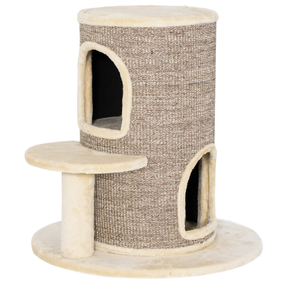 Kaksikerroksinen kissan raapimistynnyri hyppytasolla, 61 cm, beige/ruskea