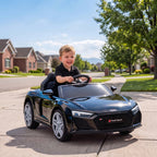 Lasten sähköauto Audi R8 Spyder, litiumakku, kaukosäädin, takajousitus, 3–6 v, musta