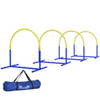 Koiran agility-kaaret 4 kpl aloittelijoille, kantolaukku, 88 x 64 x 95 cm, sininen/keltainen