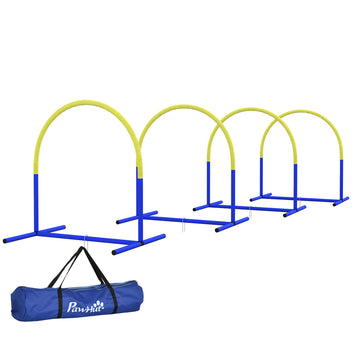 Koiran agility-kaaret 4 kpl aloittelijoille, kantolaukku, 88 x 64 x 95 cm, sininen/keltainen
