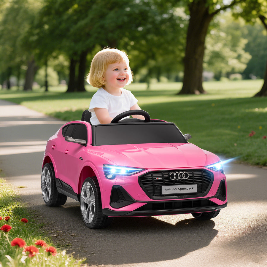 Lasten sähköauto Audi e-tron 12V, kaukosäädin, turvavyö ja musiikki, 3–5 v, pinkki