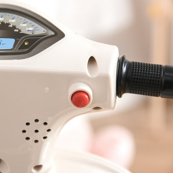Lasten sähkömopo Vespa 6V irrotettavilla tukipyörillä, ajovalo ja äänitorvi, 1,5–3 v, valkoinen