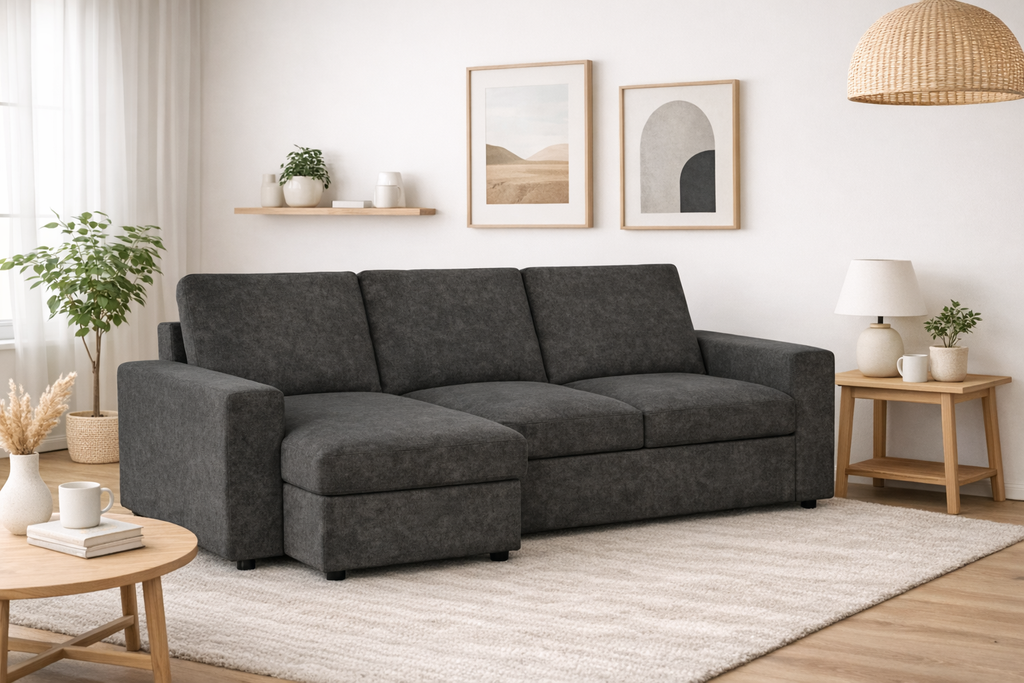 Conan bäddsoffa med divan mörkgrå