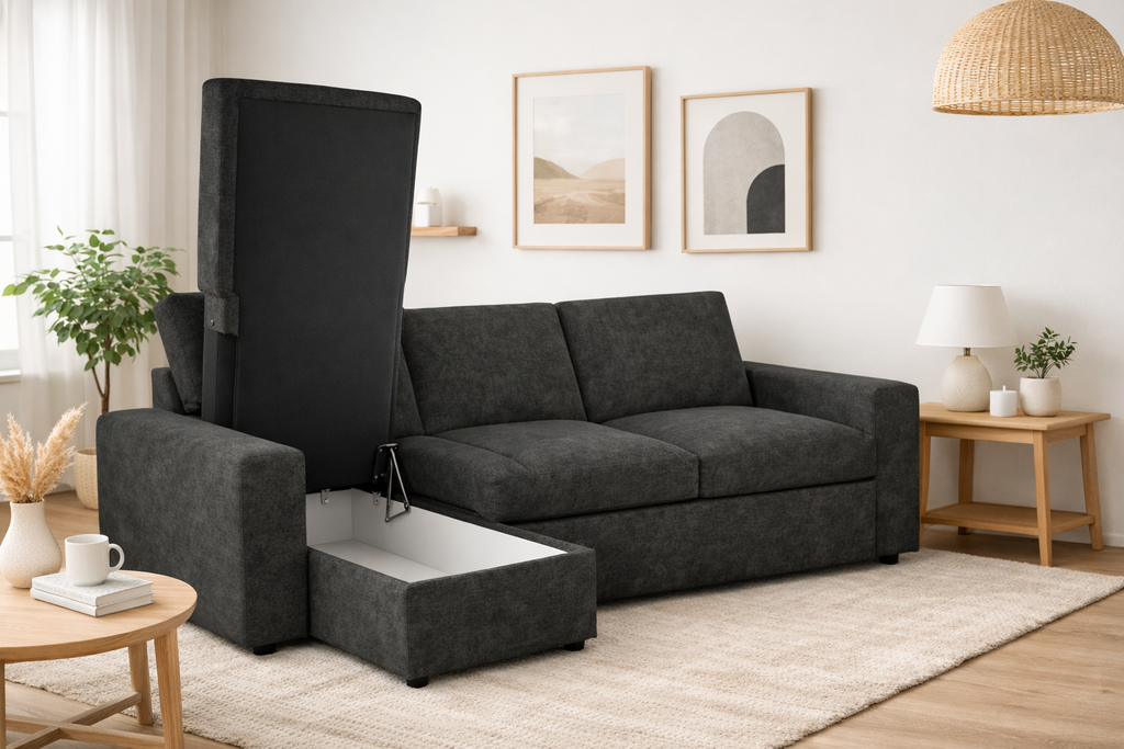 Conan bäddsoffa med divan mörkgrå