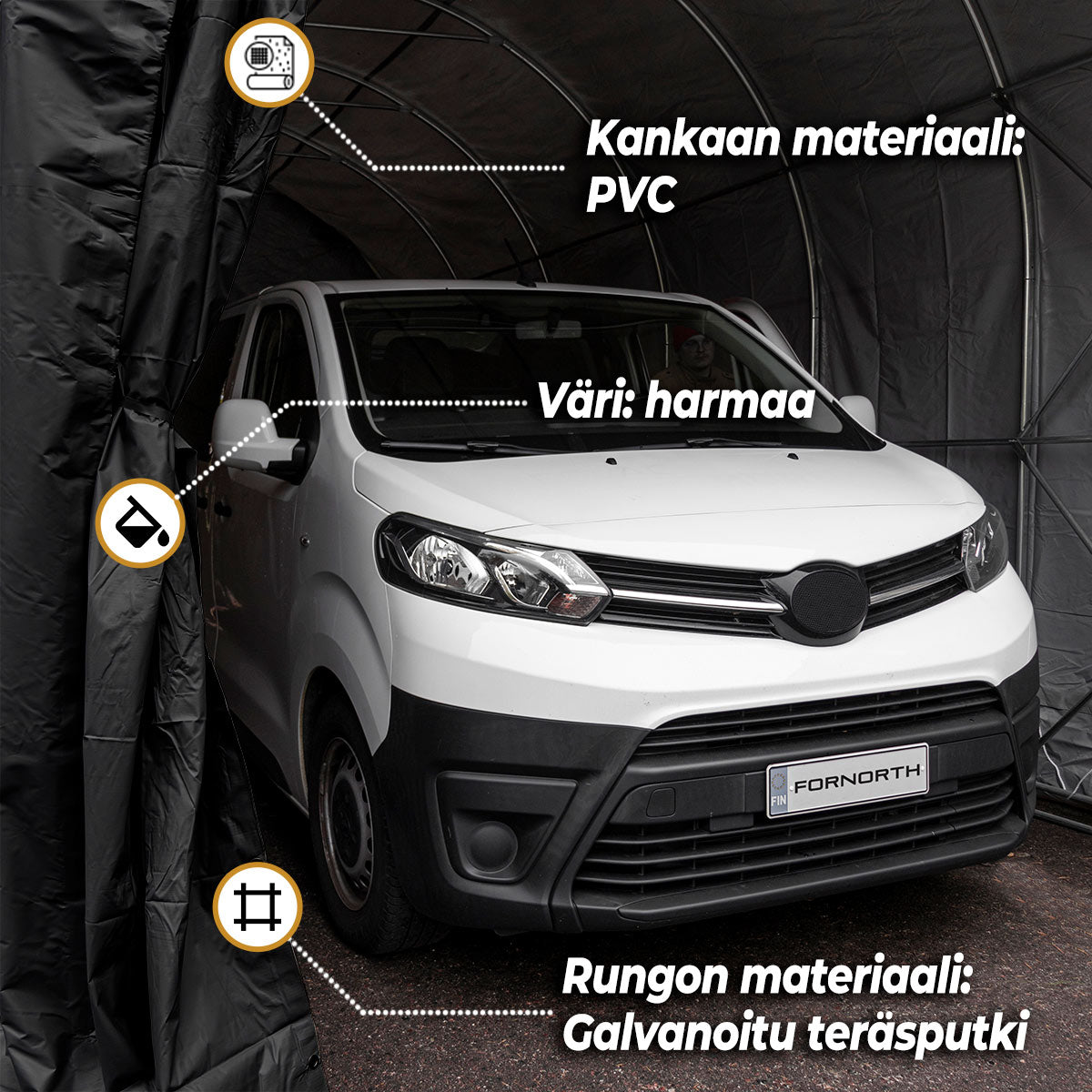 FORNORTH PRESSUTALLI 4X8M, MUSTA 500G PVC