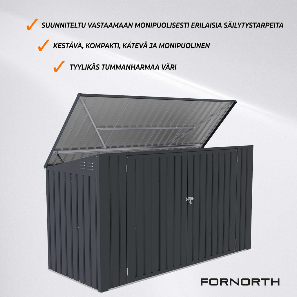 Fornorth Roskakatos 237x101x131cm, tummanharmaa