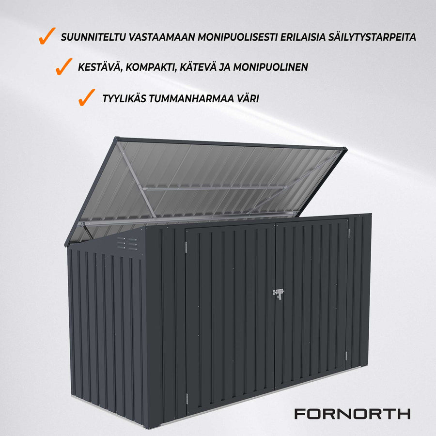 Fornorth Roskakatos 237x101x131cm, tummanharmaa