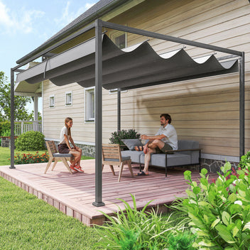 Pergola liukukatolla, 4 x 3 m, tummanharmaa