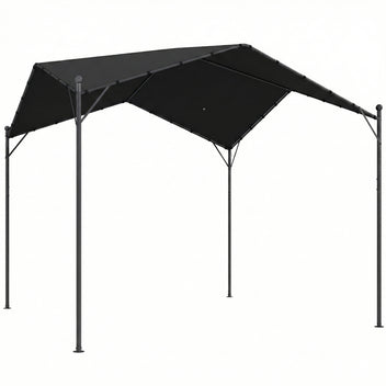 Pergola harjakatolla ja kolmiotuilla, 3 x 3 m, tummanharmaa