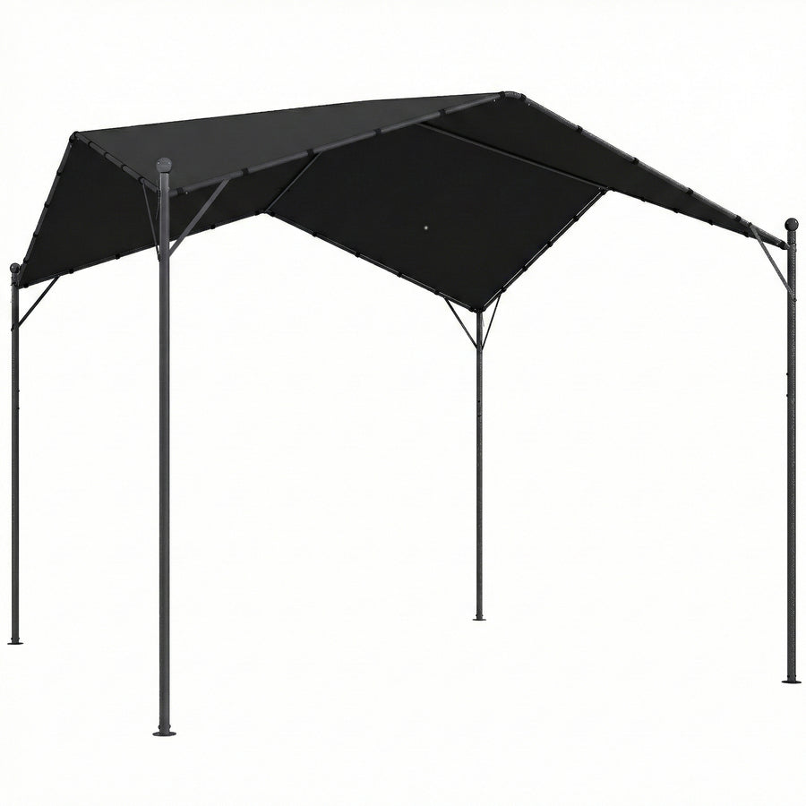 Pergola harjakatolla ja kolmiotuilla, 3 x 3 m, tummanharmaa