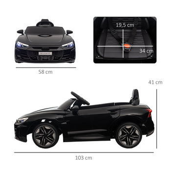 Lasten sähköauto Audi RS e-tron GT, kaukosäädin, turvavyö ja valot, 3–5 v, musta
