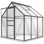 Alumiininen polykarbonaattikasvihuone perustuksella ja kattoikkunalla, 3,6 m², harmaa