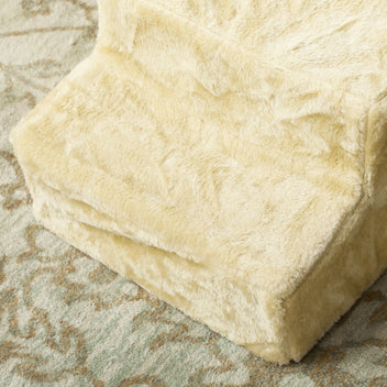 Kokoontaitettavat lemmikin portaat 3 askelmaa, pestävä pluchepäällinen, korkeus 35 cm, beige