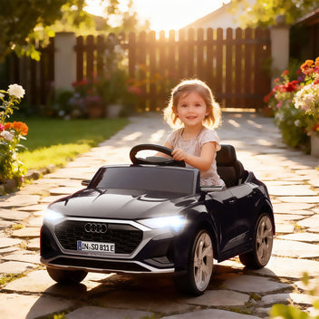 Lasten sähköauto Audi Q8 e-tron Sportback 12V, kaukosäädin, jousitus, 3–5 v, musta