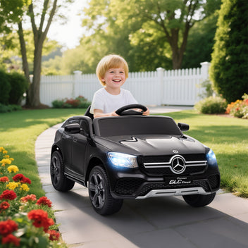 Lasten sähköauto Mercedes-Benz GLC Coupé 12V, kaukosäädin, LED ja musiikki, 3–6 v, musta